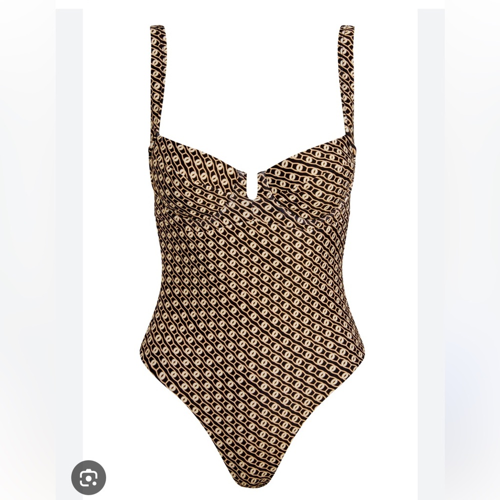 Chic Brown Patterned Swimsuit
